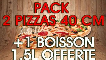 2 Pizzas 40 cm Achetées = 1 Boisson 1.5L Offerte
